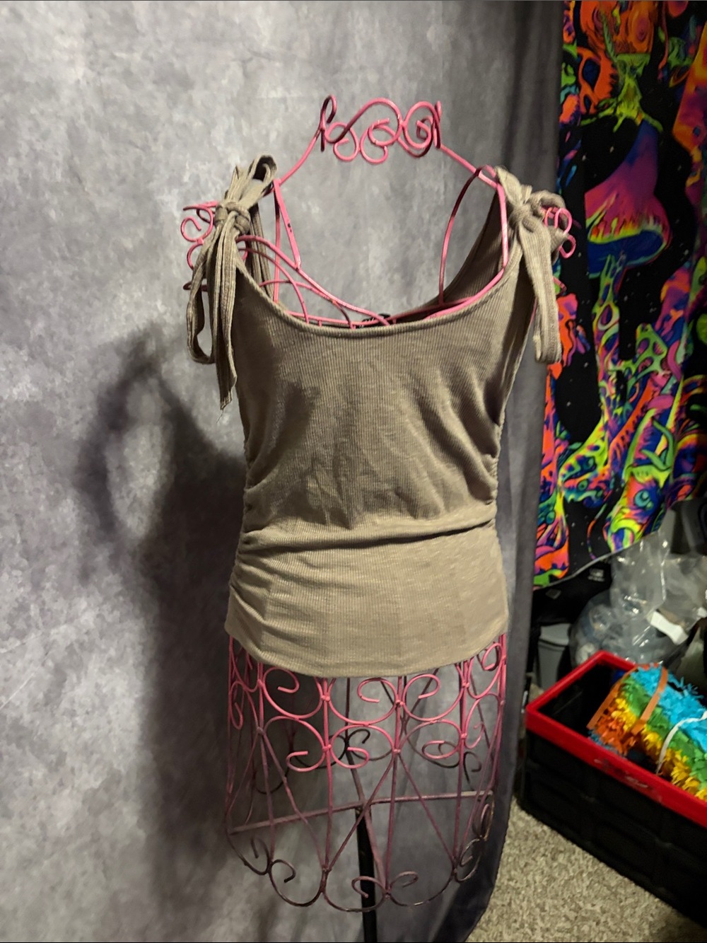 Willow Tree Taupe Tie-Strap Ribbed Tank
